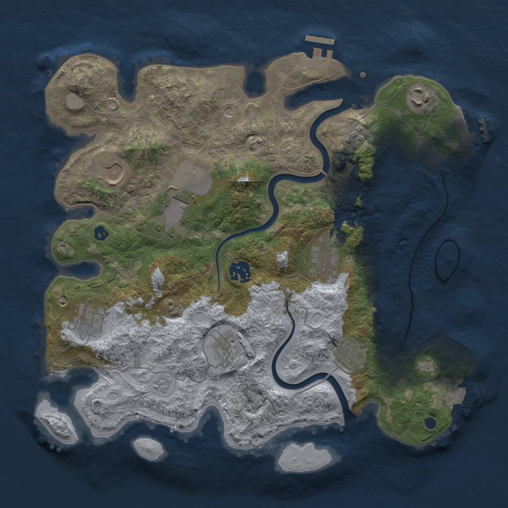 Rust Map: Procedural Map, Size: 3500, Seed: 2083839798, 15 Monuments