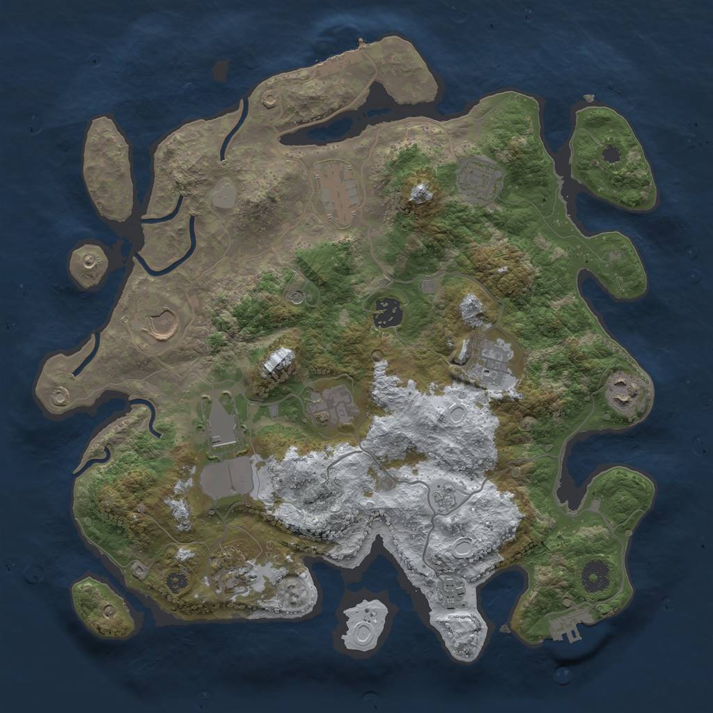 Rust Map: Procedural Map, Size: 3500, Seed: 1568744655, 19 Monuments