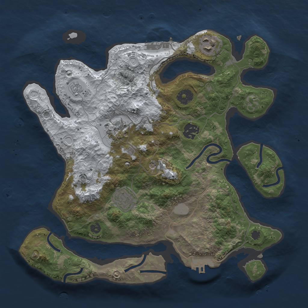Rust Map: Procedural Map, Size: 3000, Seed: 1640739936, 13 Monuments