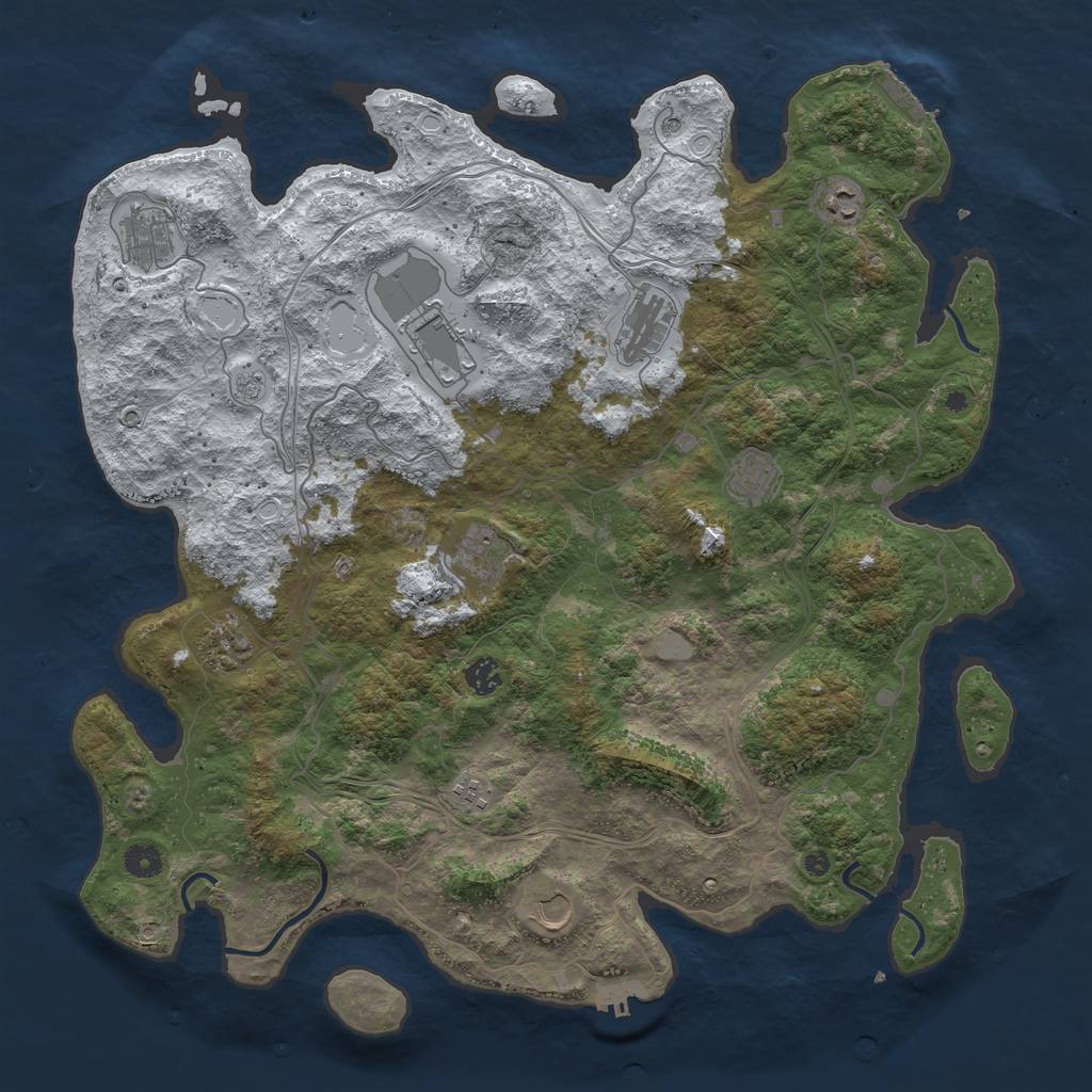 Rust Map: Procedural Map, Size: 4500, Seed: 701852210, 19 Monuments