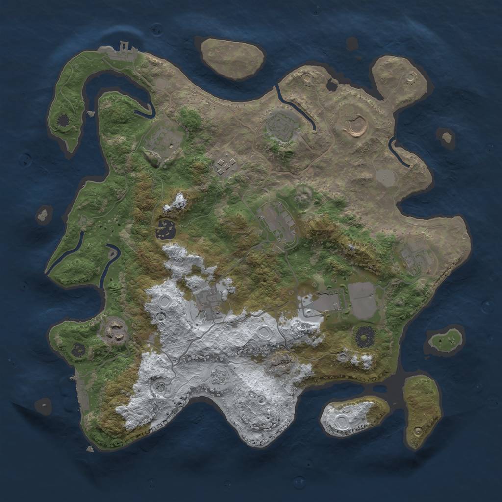Rust Map: Procedural Map, Size: 3600, Seed: 3186870, 19 Monuments