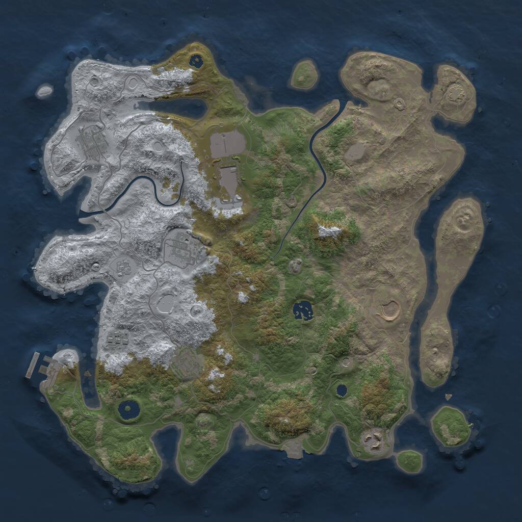 Rust Map: Procedural Map, Size: 3850, Seed: 925650617, 13 Monuments