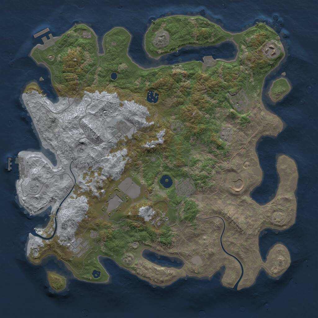 Rust Map: Procedural Map, Size: 3850, Seed: 157527717, 16 Monuments