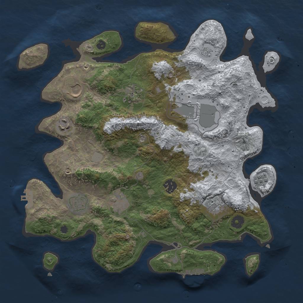 Rust Map: Procedural Map, Size: 3500, Seed: 122263197, 18 Monuments