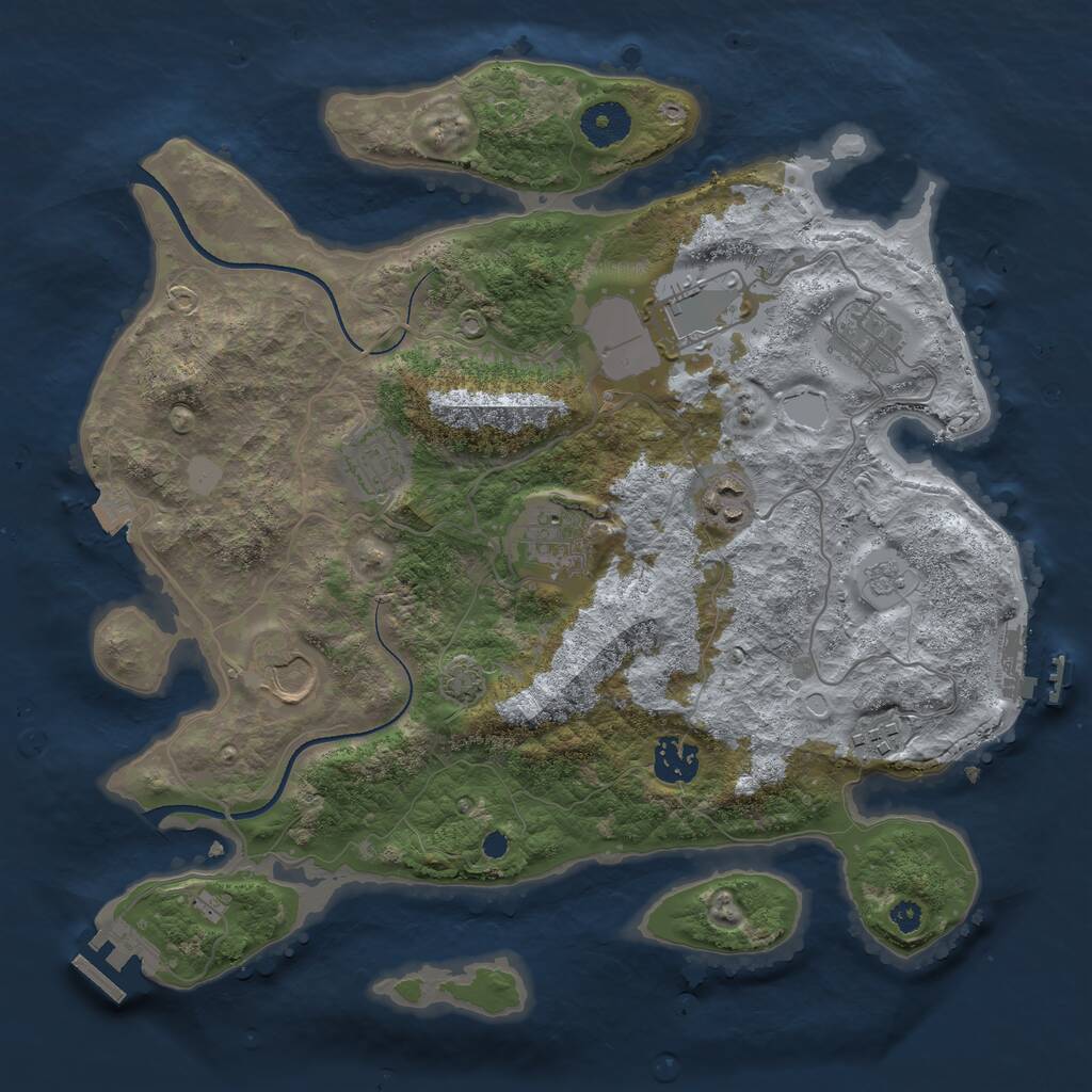 Rust Map: Procedural Map, Size: 3500, Seed: 775167865, 13 Monuments