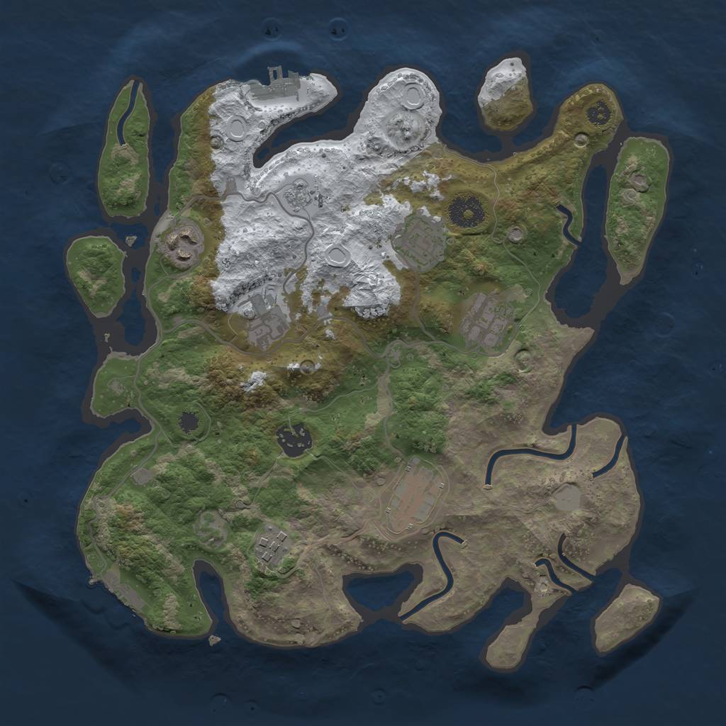 Rust Map: Procedural Map, Size: 3200, Seed: 16111, 15 Monuments