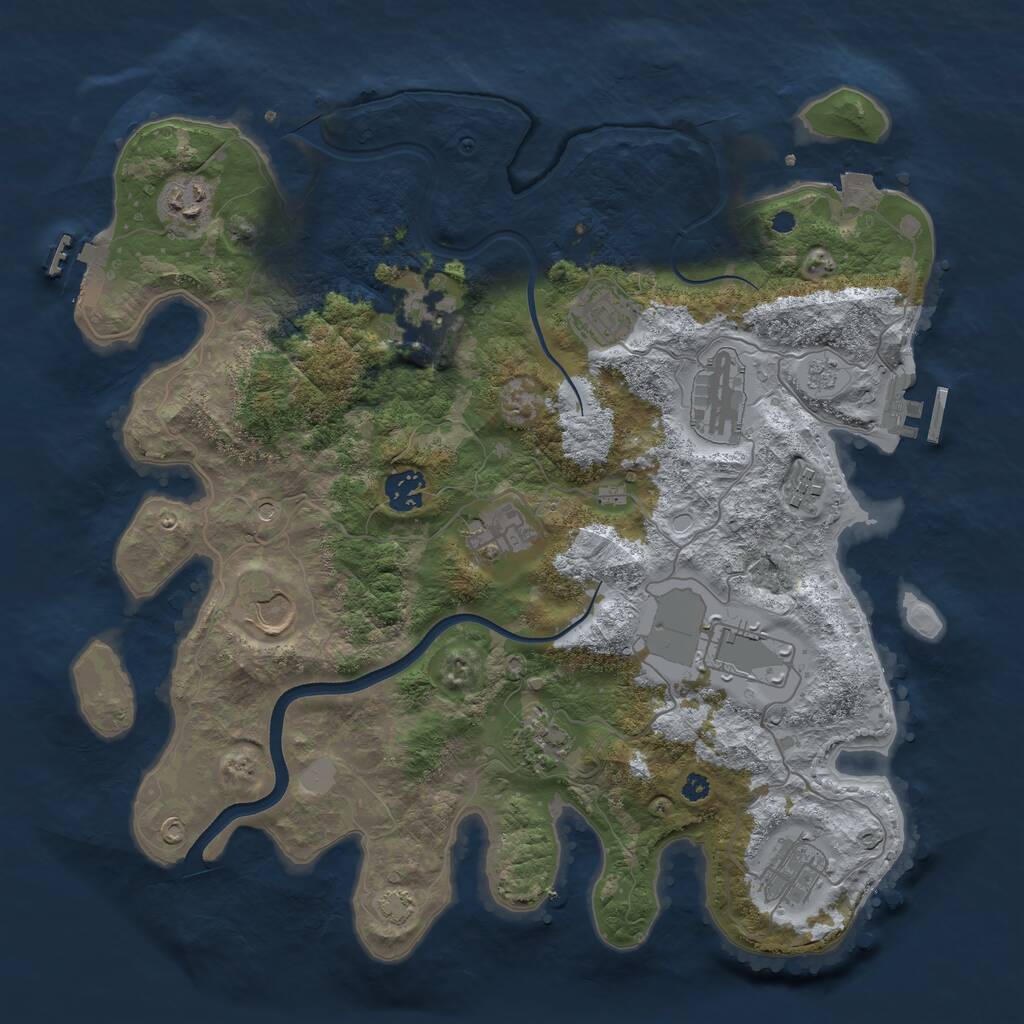 Rust Map: Procedural Map, Size: 3700, Seed: 1873479668, 17 Monuments