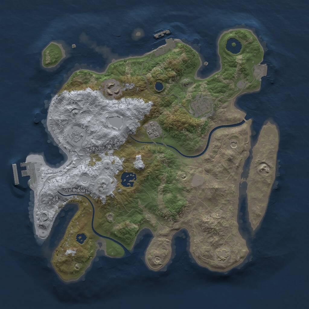 Rust Map: Procedural Map, Size: 3000, Seed: 1845, 10 Monuments