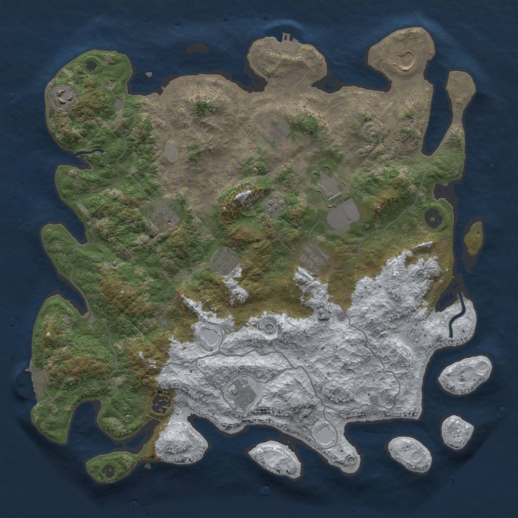 Rust Map: Procedural Map, Size: 4200, Seed: 51457, 19 Monuments