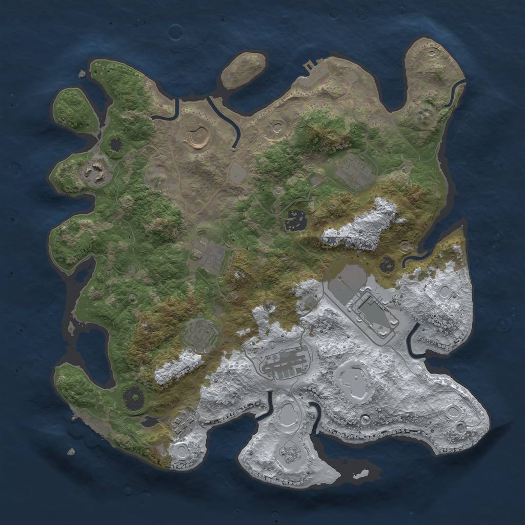 Rust Map: Procedural Map, Size: 3500, Seed: 2889, 18 Monuments