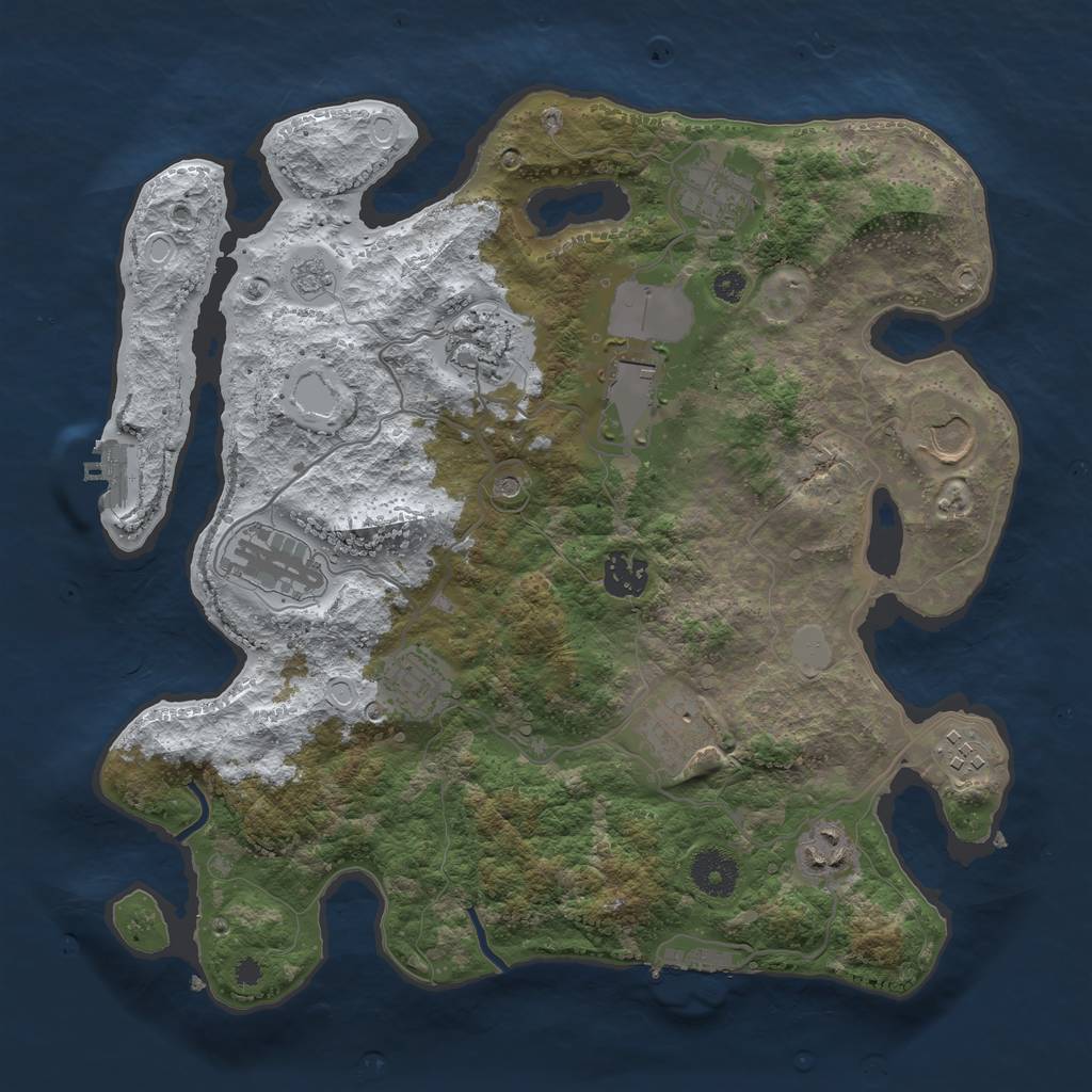 Rust Map: Procedural Map, Size: 3500, Seed: 1252991314, 19 Monuments