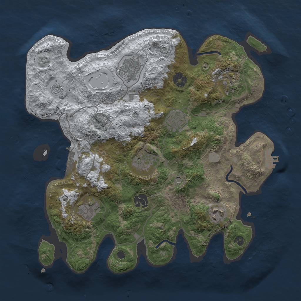 Rust Map: Procedural Map, Size: 3200, Seed: 5154424, 16 Monuments