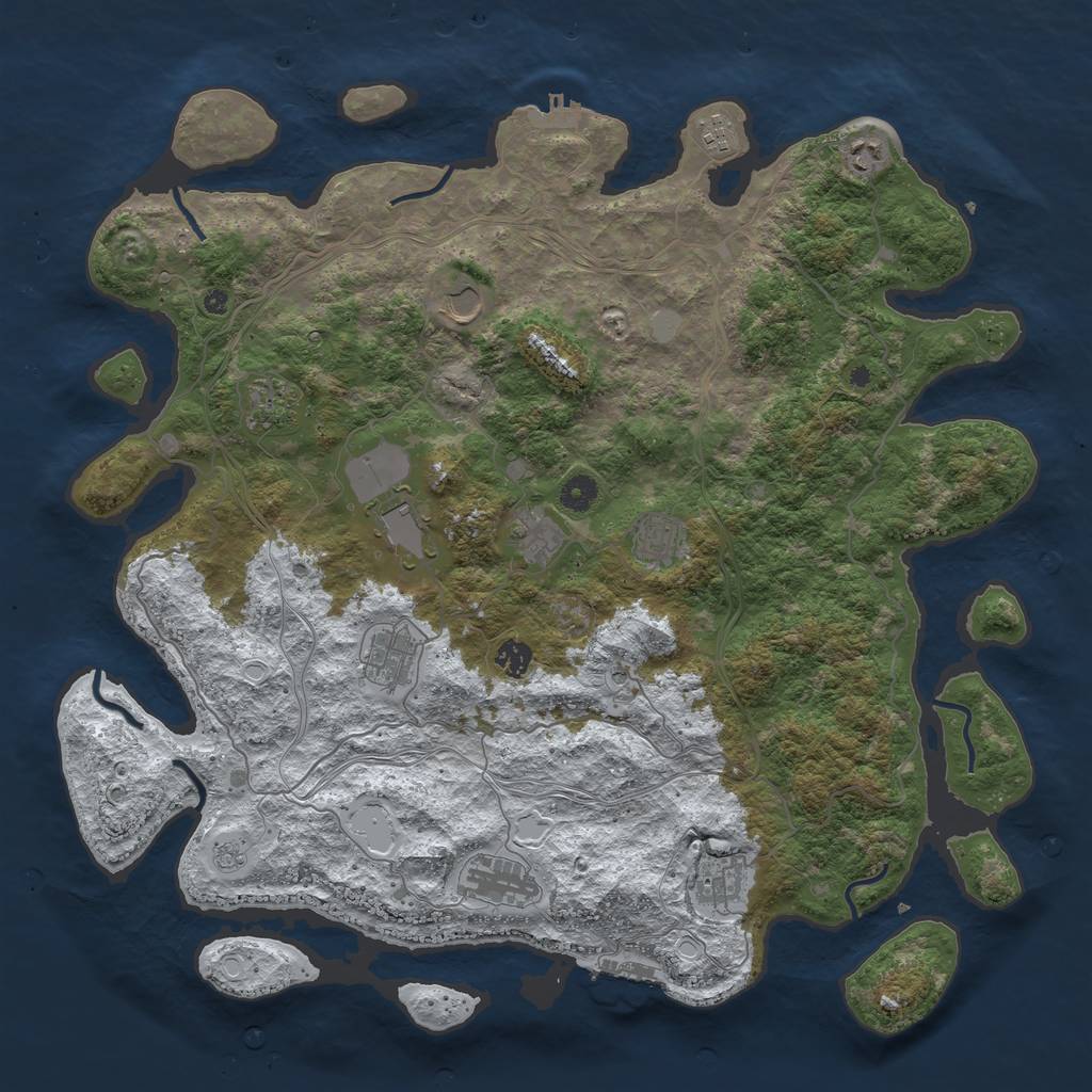 Rust Map: Procedural Map, Size: 4500, Seed: 590517625, 20 Monuments