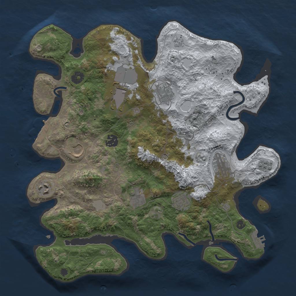 Rust Map: Procedural Map, Size: 3500, Seed: 75415277, 18 Monuments