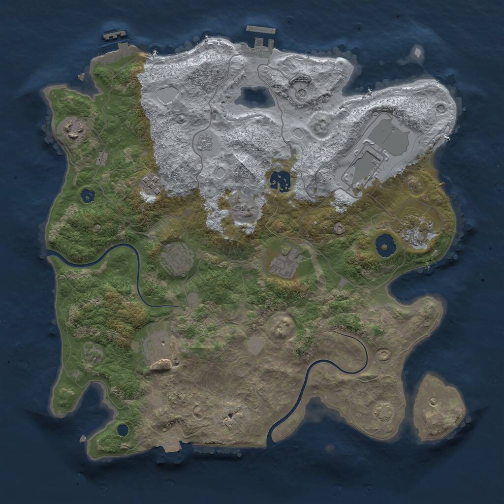 Rust Map: Procedural Map, Size: 3500, Seed: 419879477, 14 Monuments