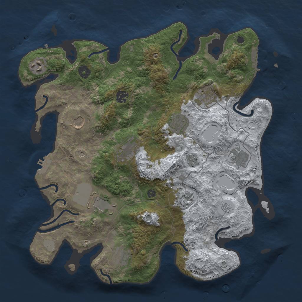 Rust Map: Procedural Map, Size: 3600, Seed: 704871984, 20 Monuments