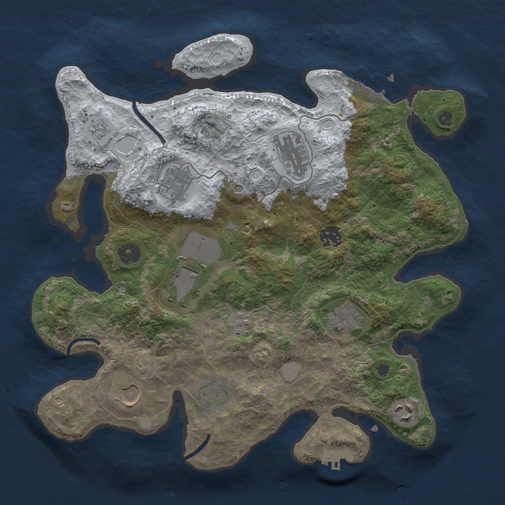 Rust Map: Procedural Map, Size: 3500, Seed: 114734988, 18 Monuments