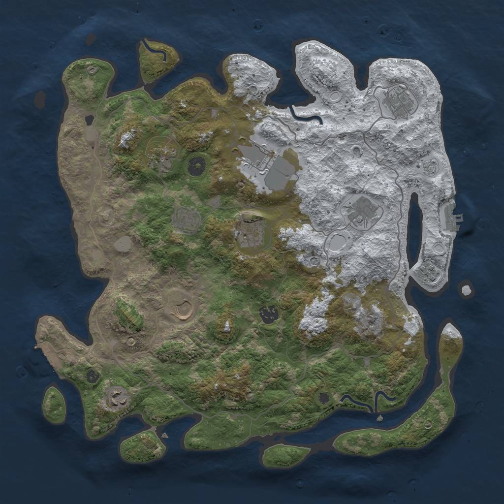 Rust Map: Procedural Map, Size: 4000, Seed: 324234, 19 Monuments
