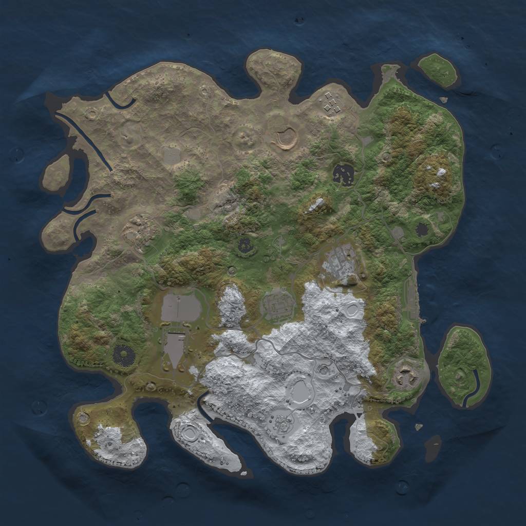 Rust Map: Procedural Map, Size: 3500, Seed: 989777, 16 Monuments