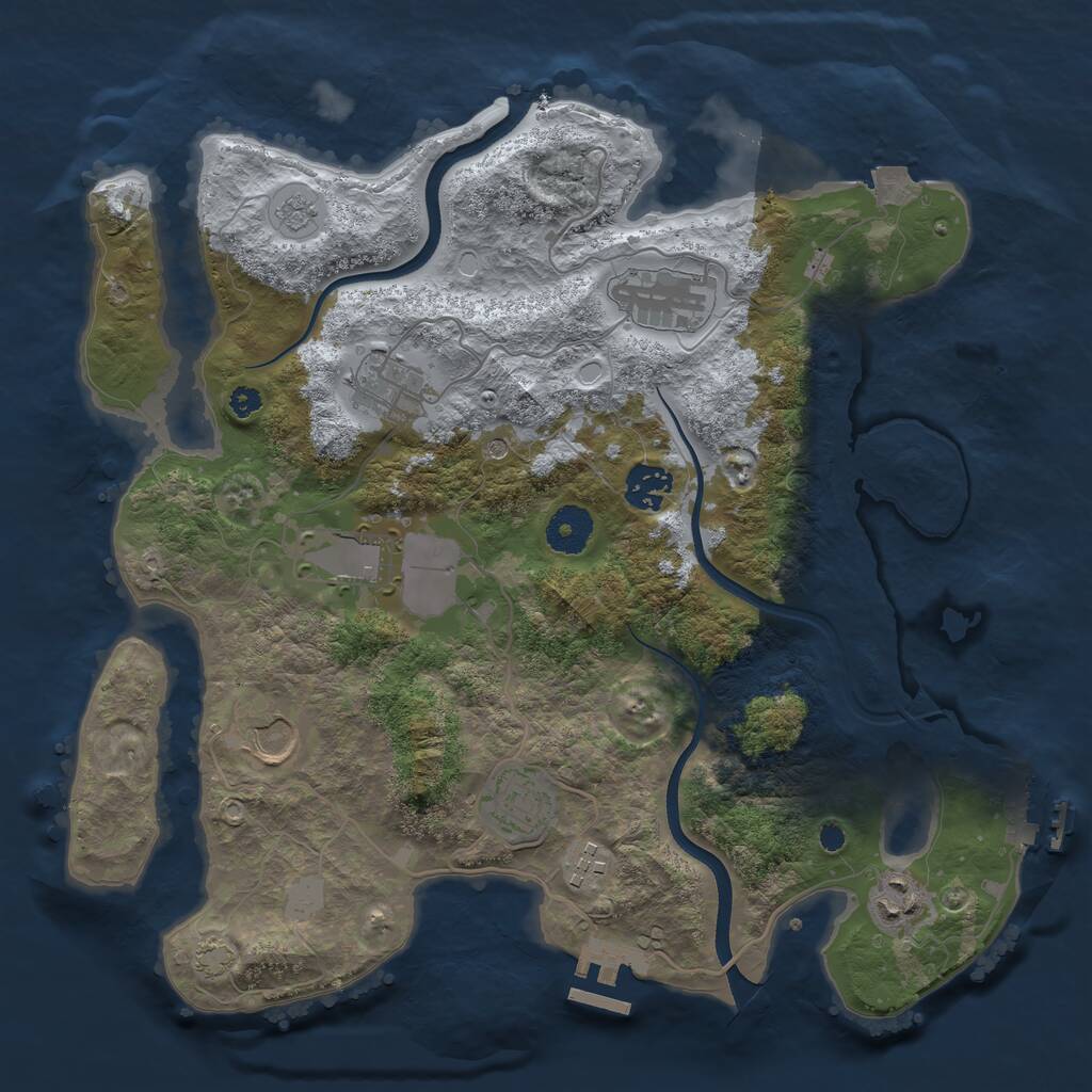 Rust Map: Procedural Map, Size: 3500, Seed: 415721612, 14 Monuments