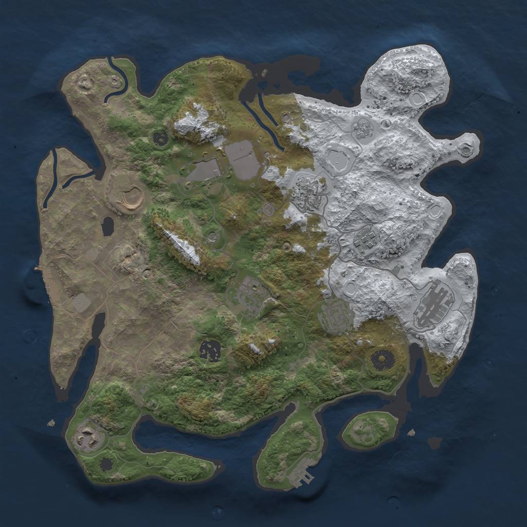 Rust Map: Procedural Map, Size: 3500, Seed: 2027850514, 18 Monuments