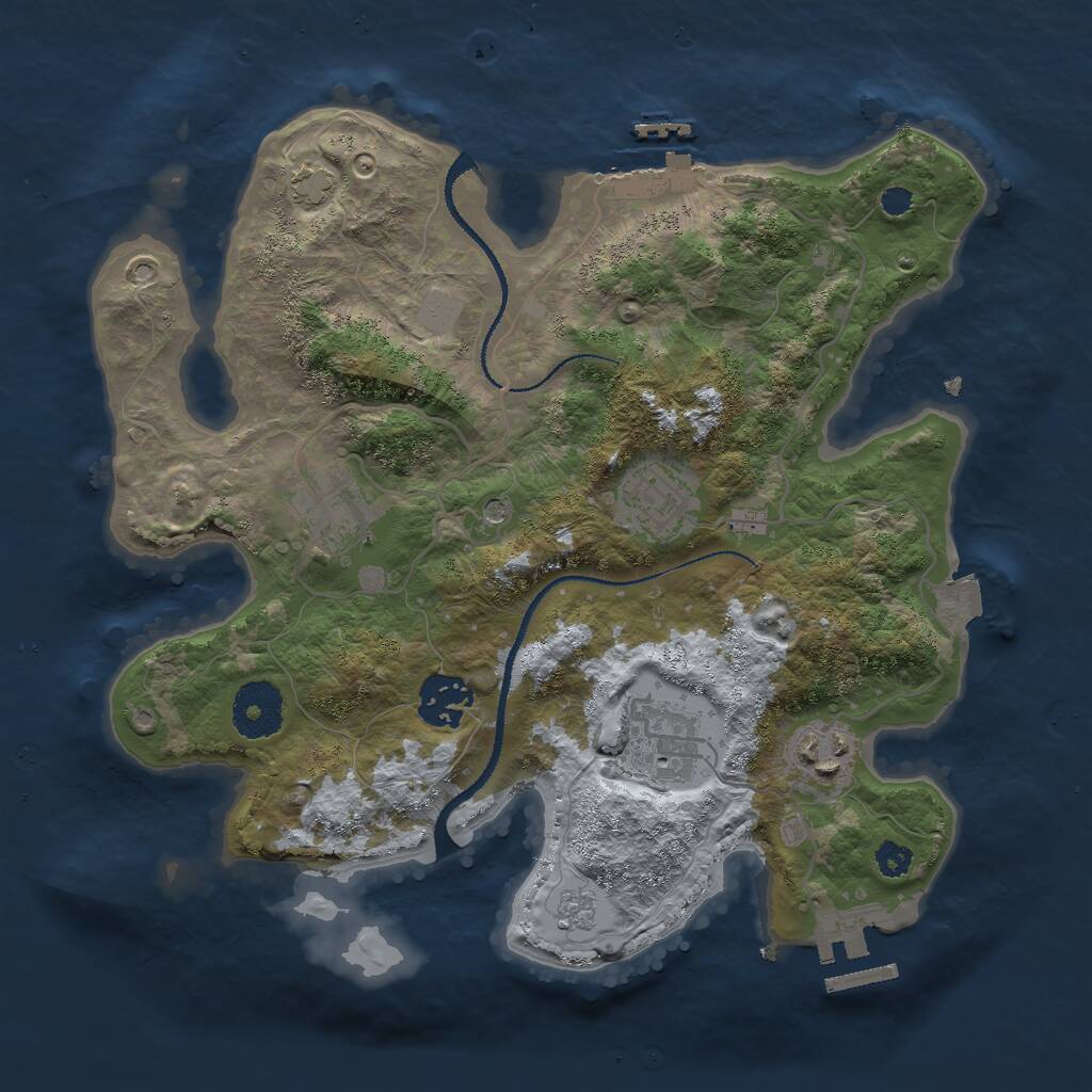 Rust Map: Procedural Map, Size: 3000, Seed: 1833358621, 11 Monuments