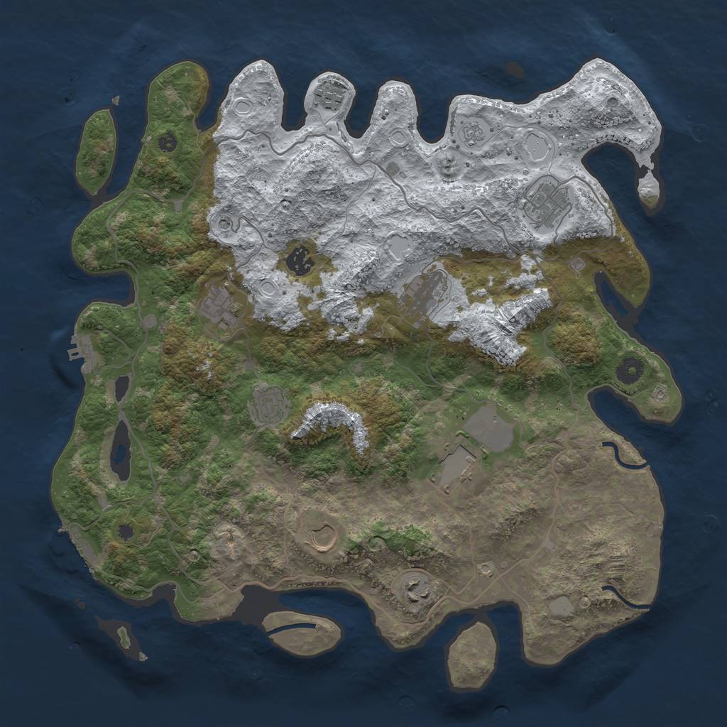 Rust Map: Procedural Map, Size: 4000, Seed: 881494, 18 Monuments