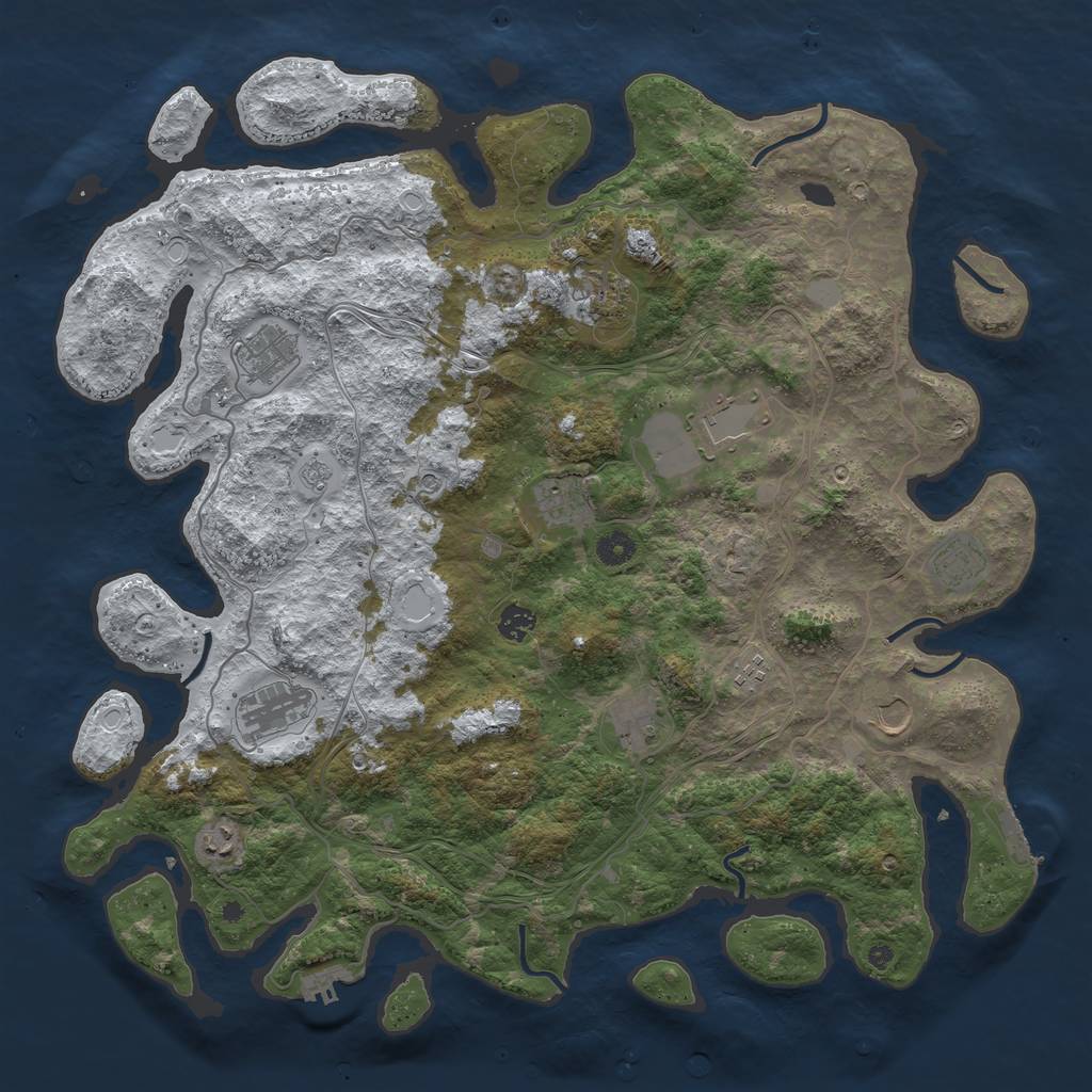 Rust Map: Procedural Map, Size: 4500, Seed: 536949905, 20 Monuments