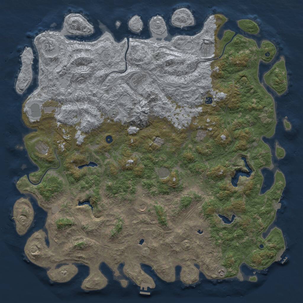 Rust Map: Procedural Map, Size: 6000, Seed: 543324324, 17 Monuments