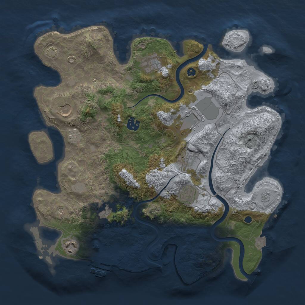 Rust Map: Procedural Map, Size: 3500, Seed: 1164516710, 14 Monuments