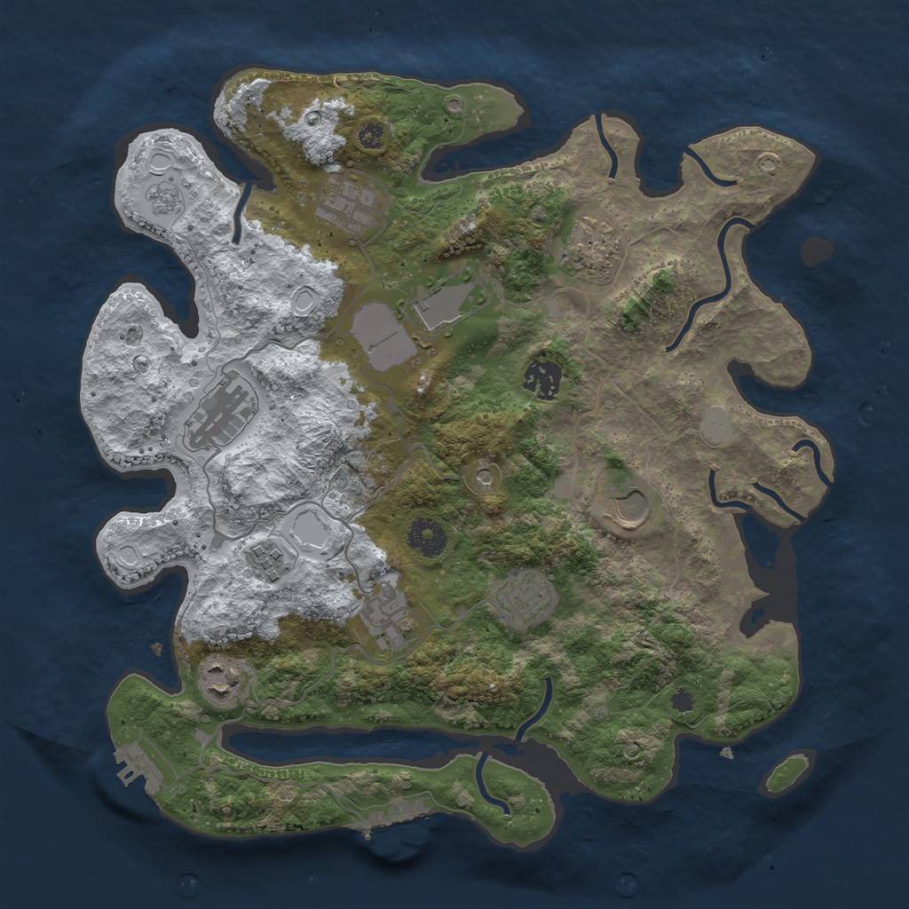 Rust Map: Procedural Map, Size: 3500, Seed: 1956097065, 19 Monuments