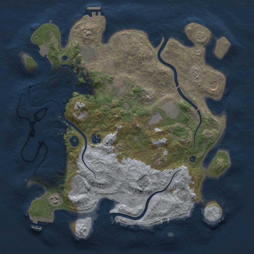 Rust Map: Procedural Map, Size: 3850, Seed: 54887, 15 Monuments