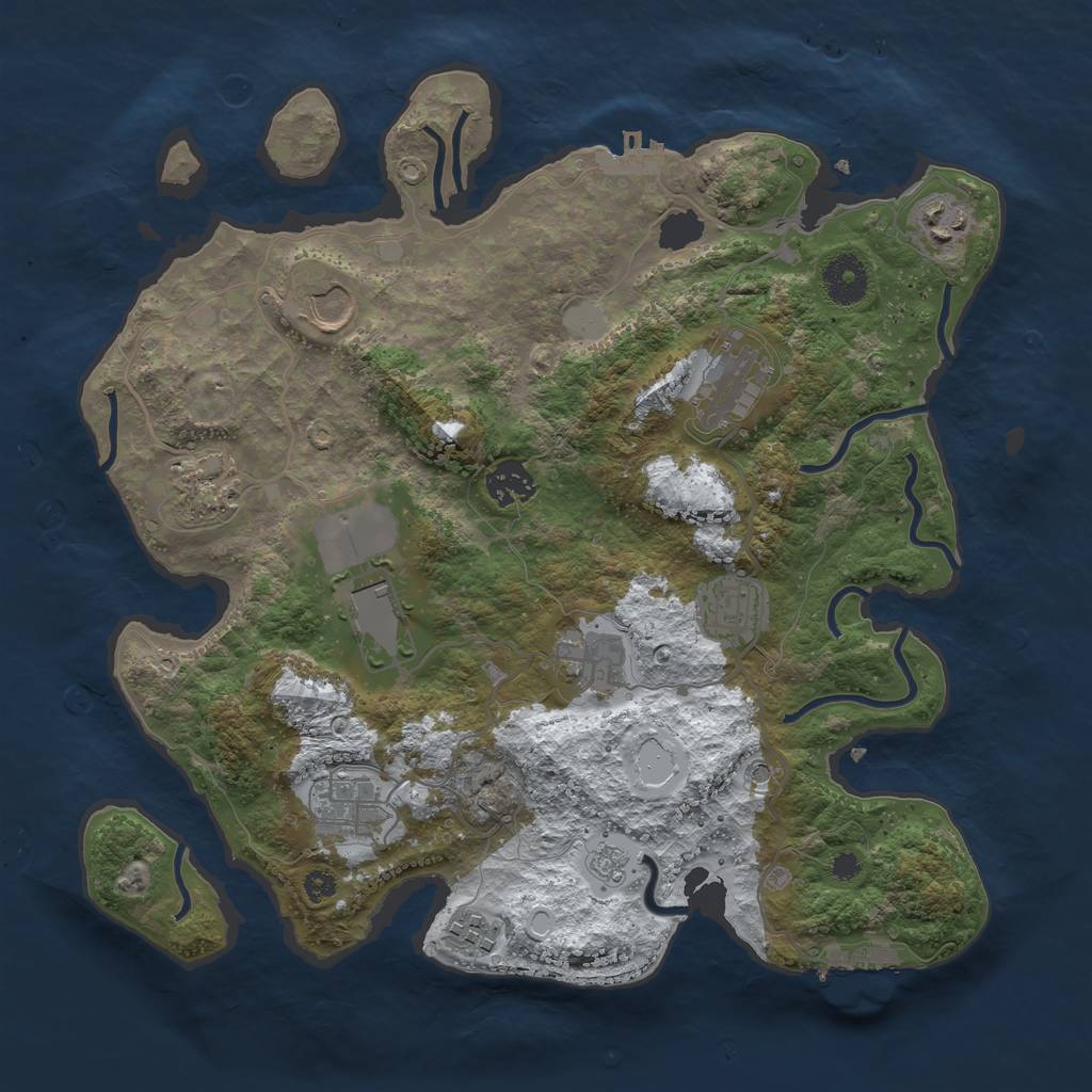 Rust Map: Procedural Map, Size: 3500, Seed: 1519012256, 19 Monuments