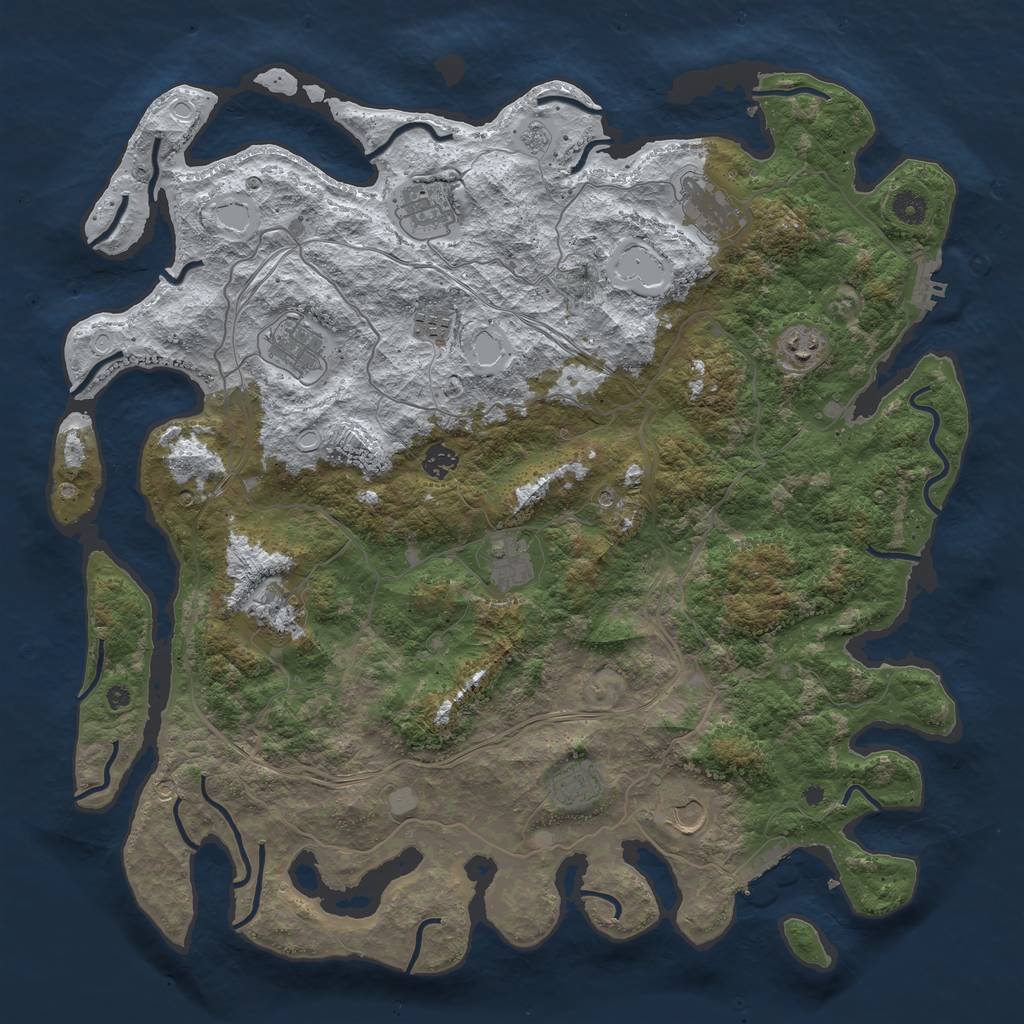 Rust Map: Procedural Map, Size: 4500, Seed: 766964130, 19 Monuments