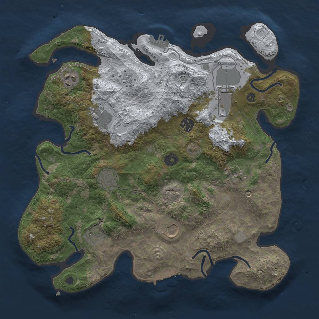 Rust Map: Procedural Map, Size: 3500, Seed: 1710468787, 17 Monuments