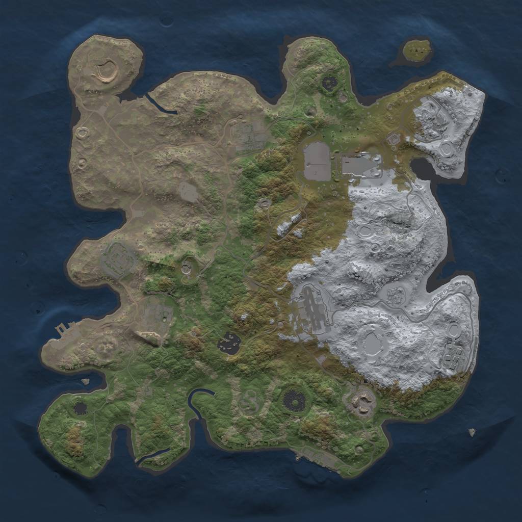 Rust Map: Procedural Map, Size: 3500, Seed: 330075, 19 Monuments