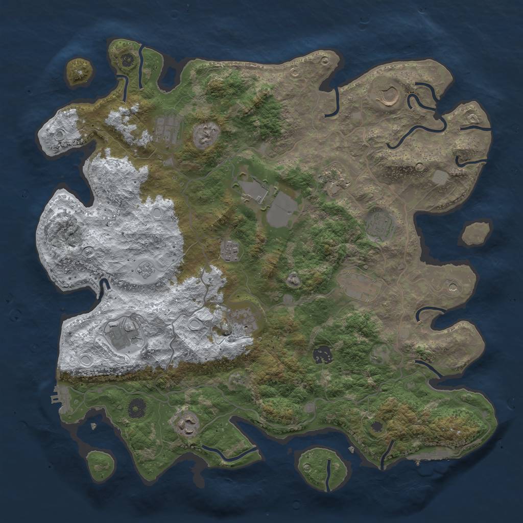 Rust Map: Procedural Map, Size: 4050, Seed: 2085827785, 20 Monuments