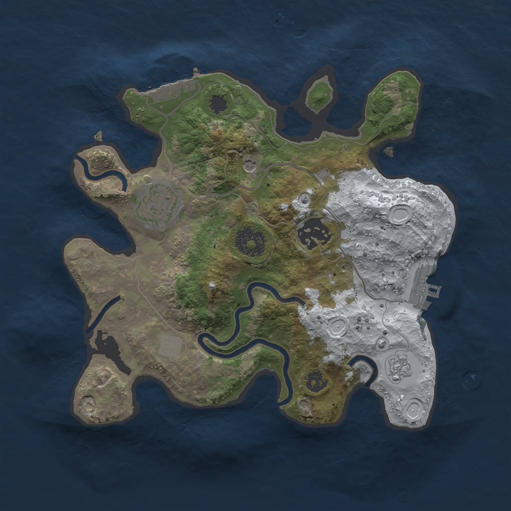 Rust Map: Procedural Map, Size: 2500, Seed: 162389956, 11 Monuments
