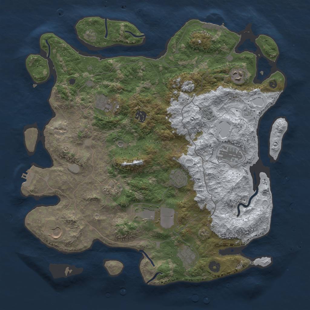 Rust Map: Procedural Map, Size: 4000, Seed: 2485, 19 Monuments