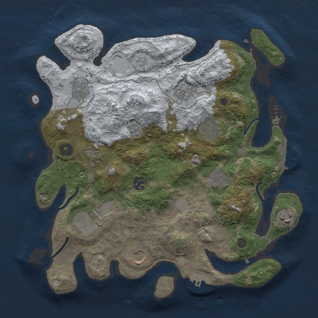 Rust Map: Procedural Map, Size: 3500, Seed: 64821825, 18 Monuments