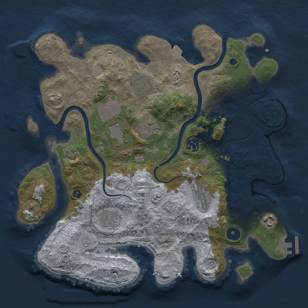 Rust Map: Procedural Map, Size: 3500, Seed: 322120974, 13 Monuments