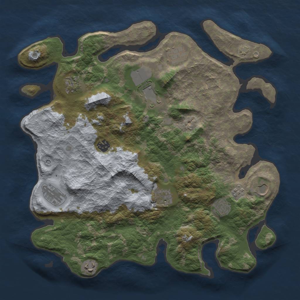 Rust Map: Barren, Size: 3800, Seed: 7300, 14 Monuments