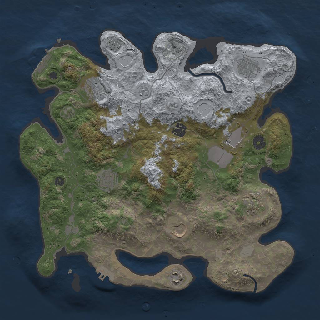Rust Map: Procedural Map, Size: 3500, Seed: 744082881, 18 Monuments