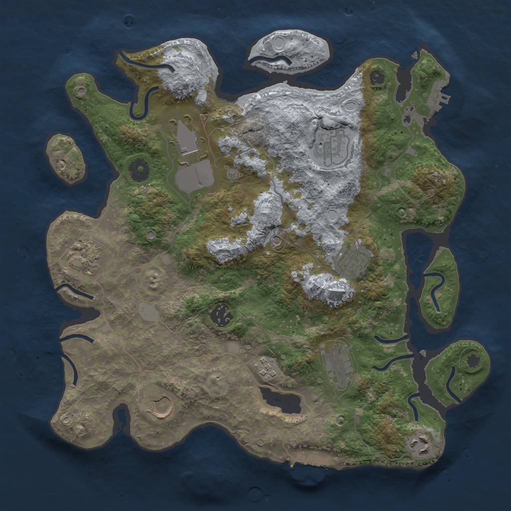 Rust Map: Procedural Map, Size: 3500, Seed: 1053903653, 17 Monuments