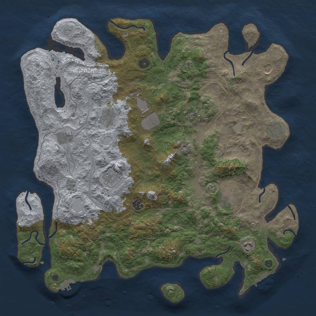 Rust Map: Procedural Map, Size: 4500, Seed: 421846, 20 Monuments