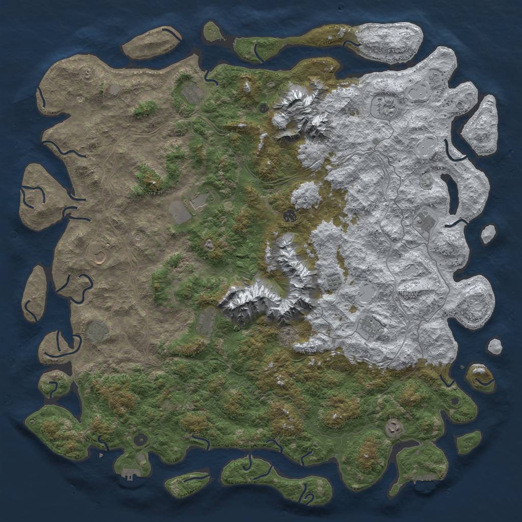 Rust Map: Procedural Map, Size: 6000, Seed: 1245566, 20 Monuments