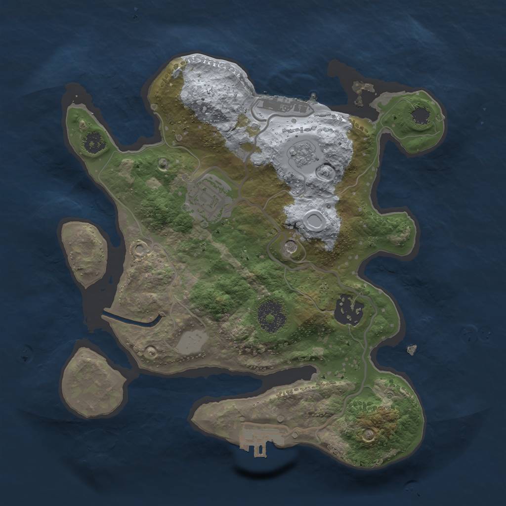 Rust Map: Procedural Map, Size: 2500, Seed: 2074257290, 11 Monuments