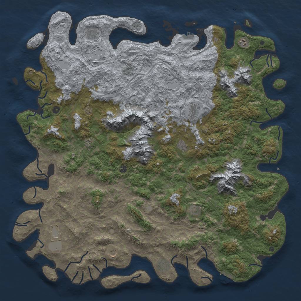 Rust Map: Procedural Map, Size: 6000, Seed: 412223, 20 Monuments