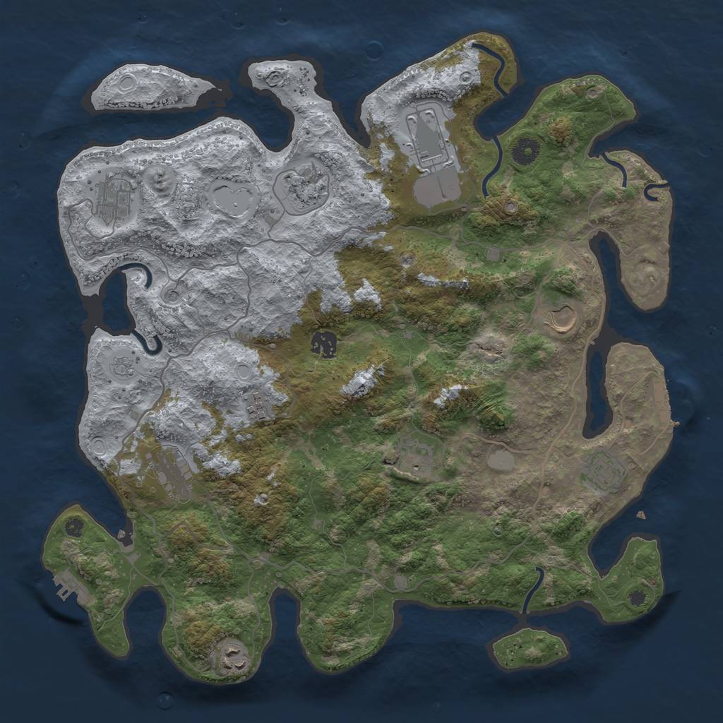 Rust Map: Procedural Map, Size: 4000, Seed: 934567234, 19 Monuments
