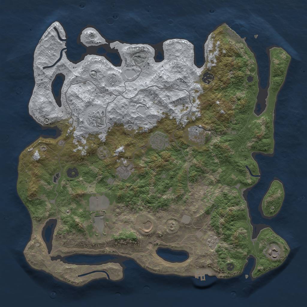 Rust Map: Procedural Map, Size: 4000, Seed: 1116293289, 18 Monuments